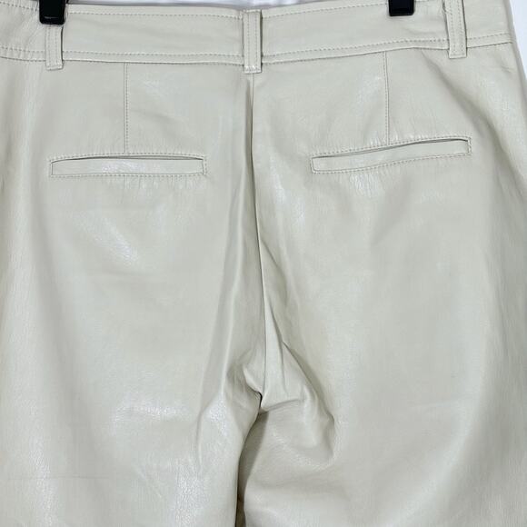 Aritzia Babaton Women's Vegan Leather Creamy taupe Pants Size 10 - Picture 5 of 7